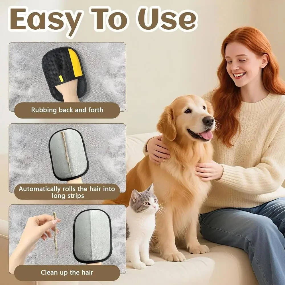 2PC Electrostatic Pet Hair Removal Gloves Brush Double-sided Pet Grooming Gloves